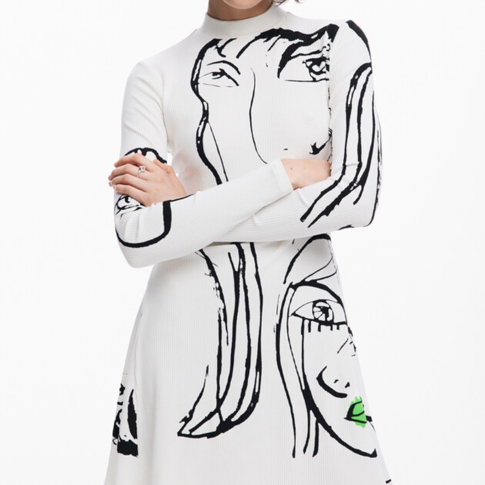 DESIGUAL FACE PRINT DRESS - Picture 2 of 6